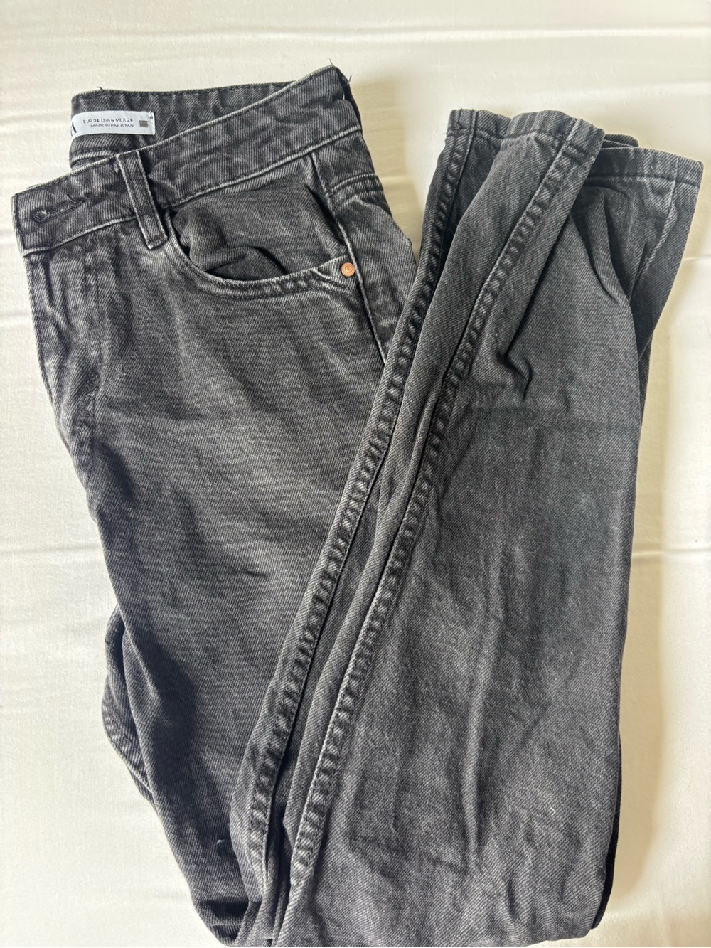 Zara Black Washed High-Rise Jeans